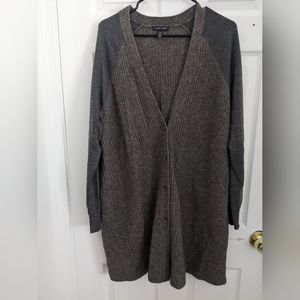 Eileen Fisher Brown And Grey Button Down Wool Sweater With Pockets (XL/TG)